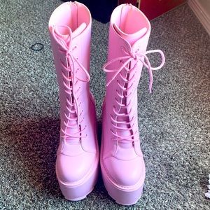 4in platform pink boots